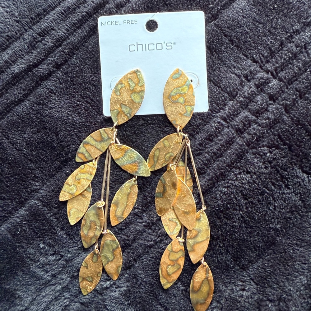 Chico's Textured Gold Leaf Earrings